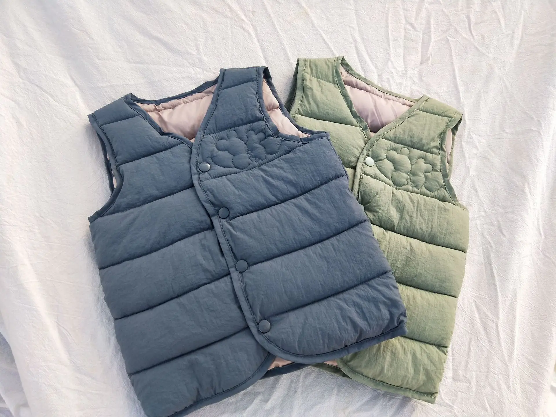 New Arrival First Wave Children Solid Color New down Feather Cotton Vest Men And Women Baby Nursing Waistcoat Cotton-padded