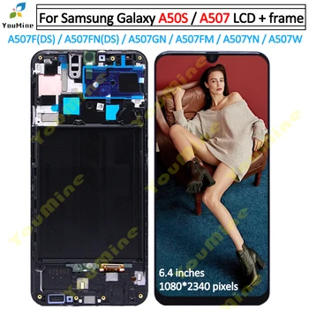 

For Samsung Galaxy A50S LCD Display Touch Screen Digitizer A507FN A5070 with frame Assembly Replacement For Samsung A507 LCD