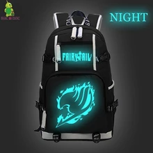 Сказочный хвост Natsu Светящийся рюкзак для мужчин и женщин рюкзаки для ноутбука для подростков мальчиков девочек школьные сумки большой емкости трав рюкзак