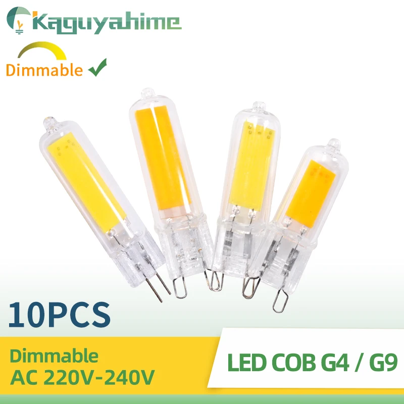 10 Pcs/lot G4 G9 LED Ampoule 3 W 6 W 220 V Dimmable COB Verre Lampe à