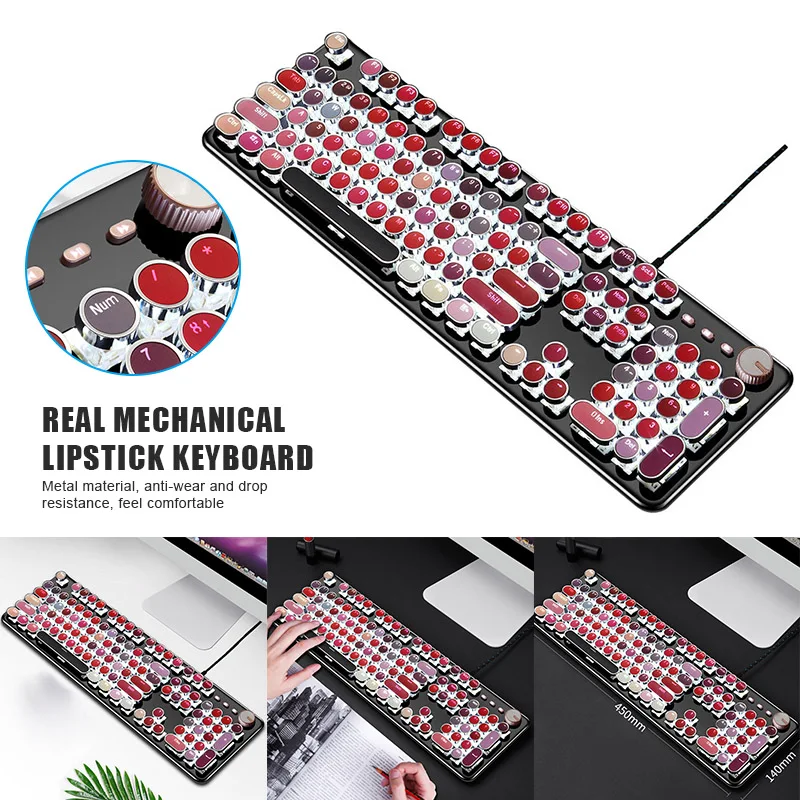 Vintage Punk Style Keyboard 104 Keys Mechanical Gaming PC Accessories for Computer Laptop GDeals