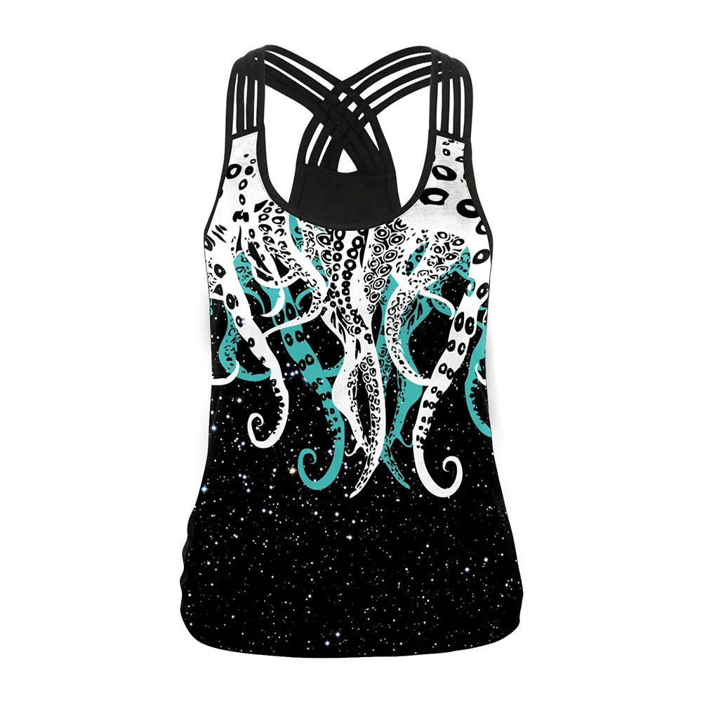 New New Pattern Summer Best Sellers Ribbon Vest Octopus 3D Digital Printing Ribbon Vest - Цвет: B104-021