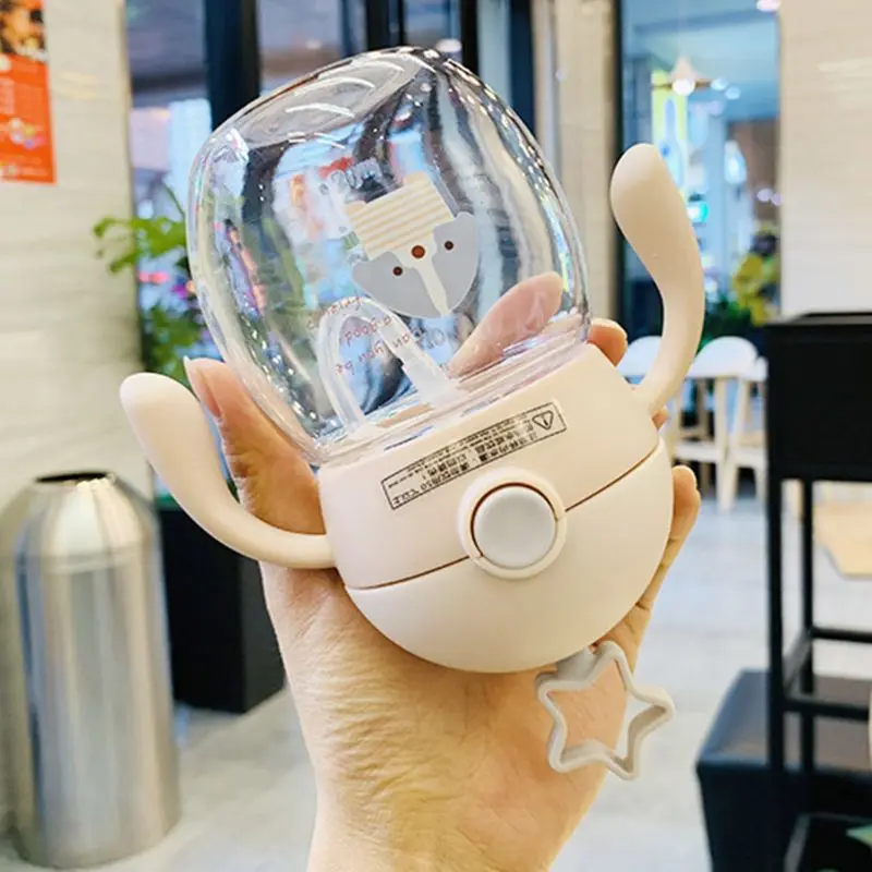 1 Pc 280ml Baby Straw Bottles with Handle Kids Chlidren Drinking Water Bottle Cup Feeding Cups