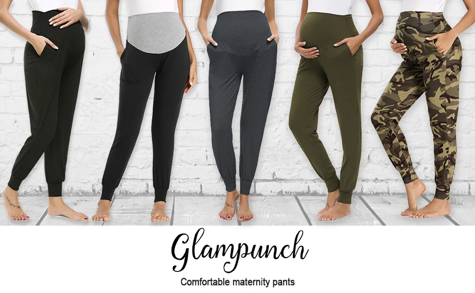 maternity work clothes Women's Maternity Fold Over Comfortable Lounge Pants Pregnancy Clothes Super Soft Jogger Sweatpants With Pockets modern maternity clothes