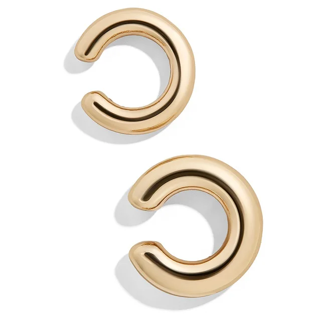 1Pair Gold Новая женская мода имитация жемчуга геометрический дизайн, округлый, Круглый манжеты Серьги для женщин вечерние аксессуары подарок - Окраска металла: 1Pair Gold