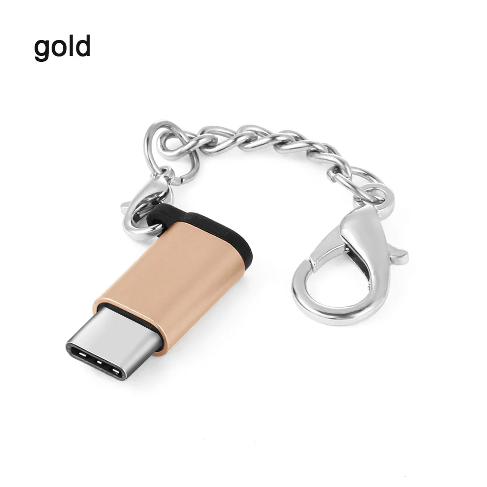 1 шт. type C OTG адаптер Micro USB Женский USB-C Мужской USB 3,1 конвертер адаптер для Android huawei шнур для связки ключей аксессуары для телефонов - Цвет: Gold