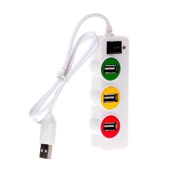 

Portable Computer Accessory Stable 4 Ports Traffic Light Plug And Play Heat Resistant USB Hub Splitter With Switch For PC Laptop