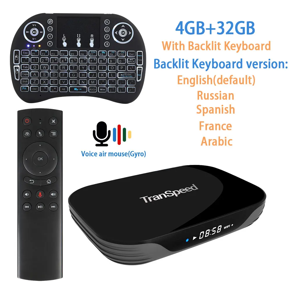 32G with keyboard Transpeed Android 9,0 X3-AIR 8K 4K Ultra XDR tv BOX Youtube Netflix wifi Amlogic S905X3 4 ГБ 32 ГБ 64 Гб RGB светильник IP tv Box - Цвет: 32G with keyboard
