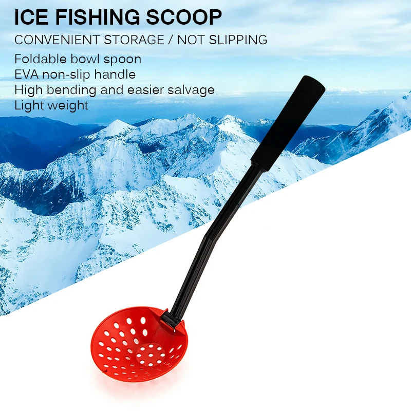 Plastic Fishing Ice Scoop Foldable Detachable Winter Skimmer EVA Handle Fishing Accessory Ice Skimmer 