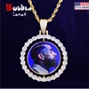 Custom Made Photo Rotating Double-Sided Medallions Pendant Necklace 4mm Tennis Chain Zircon Men's Hip Hop Jewelry 2x1.65 inch ► Photo 1/6