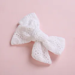 Pure White Lace Hair Clips Hollow Out Hair Bows For Baby Girls Soft Cotton Daily Mini Pins Handmade High Quality Accessories