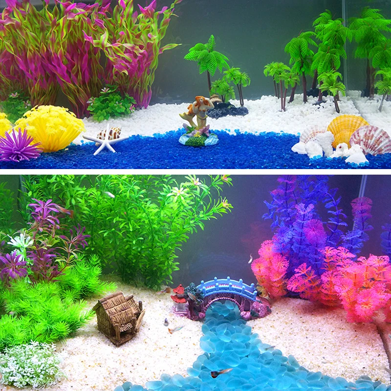 500g Fish Tank Sand Glass Stones Pebbles Artificial Crystal Stones Rocks for Vase Filler Table Scatter Aquarium Decoration