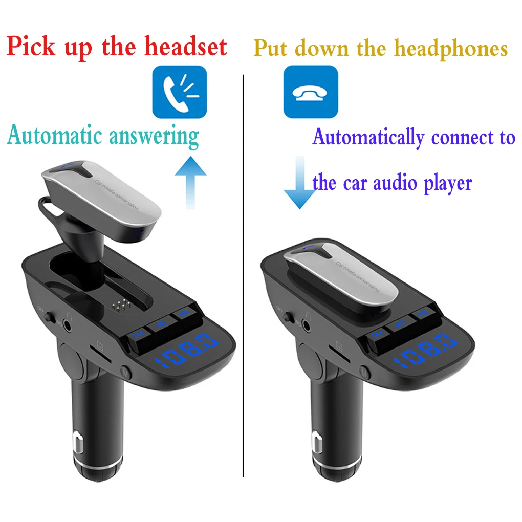 Беспроводная Автомобильная bluetooth-гарнитура V4.2 MP3-плеер fm-передатчик A2DP функция Автомобильная гарнитура