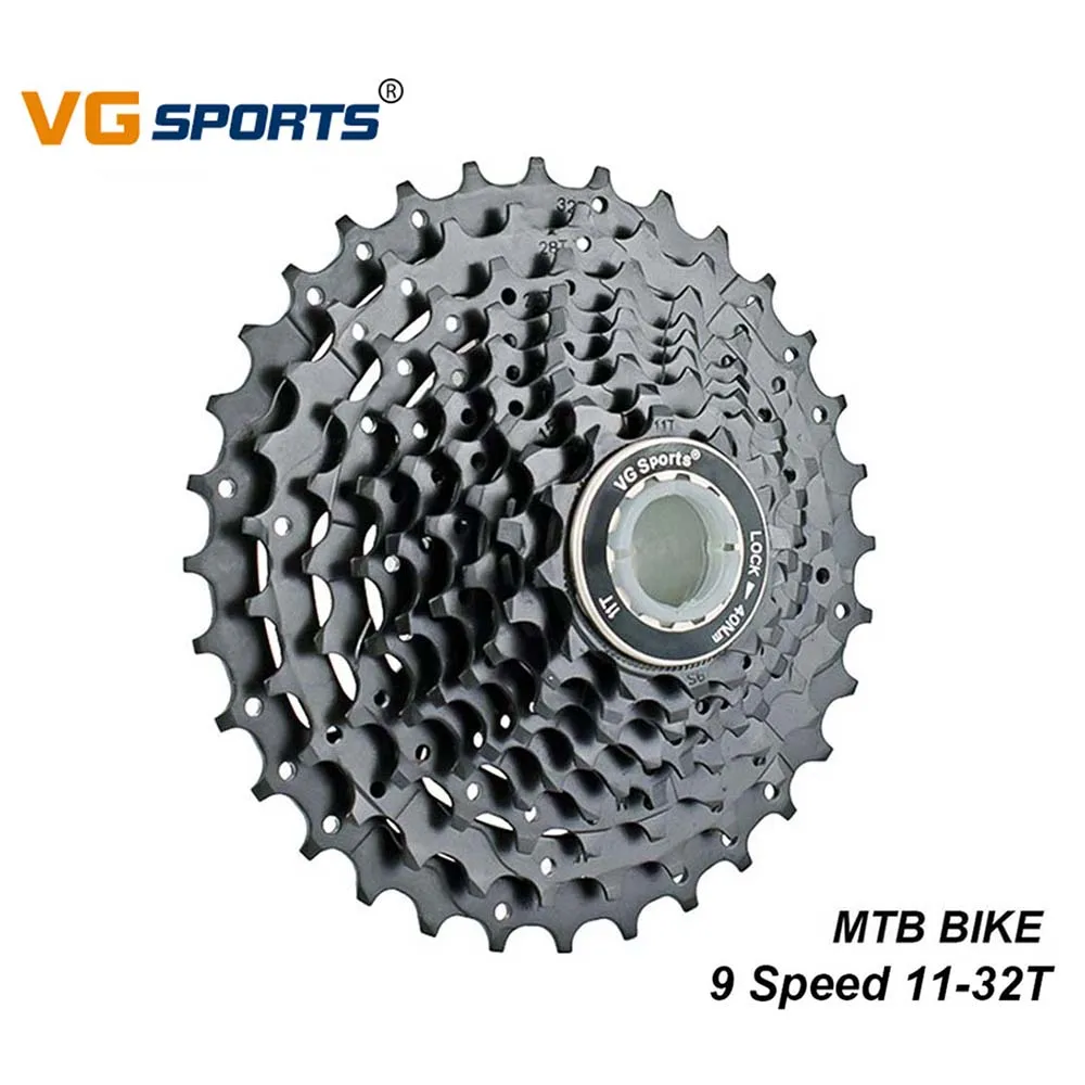 VG Sport Bike 9 Speed Gear Ratio 11 32T Black Steel MTB Bicycle