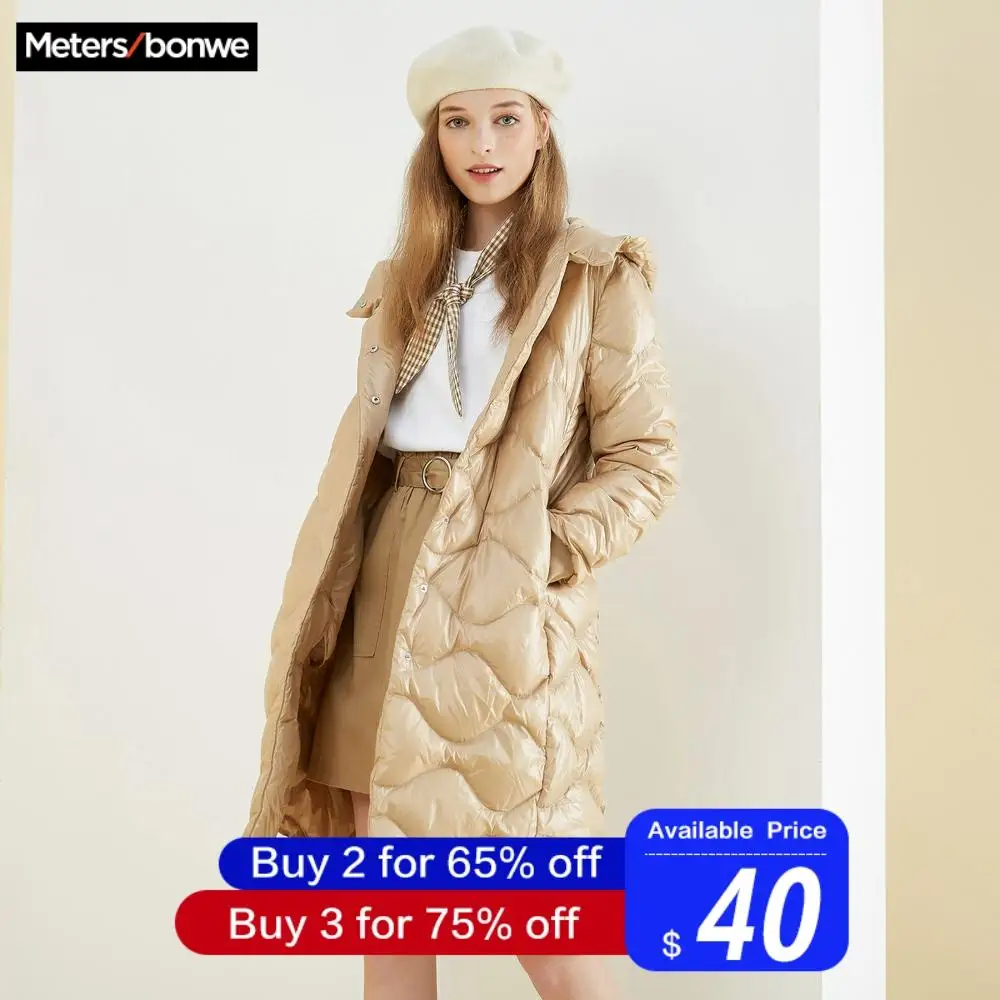 Metersbonwe зимнее женское длинное пуховое пальто модная женская куртка теплое 90%