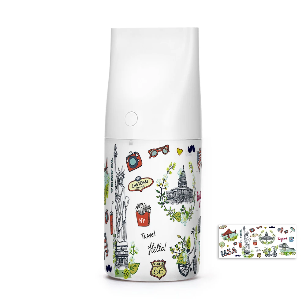 White print 13 USB Автомобильный увлажнитель воздуха, тумана, 320 мл, ароматерапия, эфирное масло, диффузор с 3D цветным принтом, фото, светодиодный, ночной Светильник - Цвет: White print 13