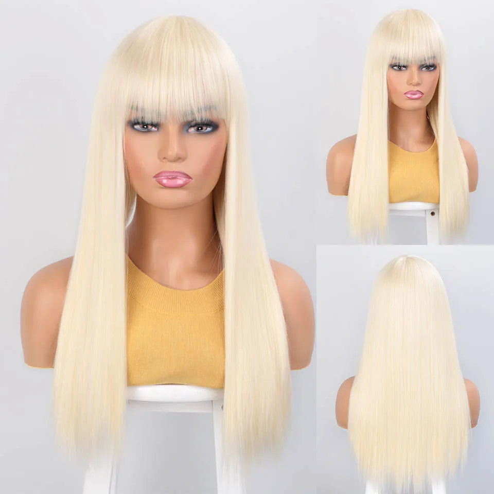 Aisibeauty, длинный синтетический парик с челкой, 4 цвета, высокая плотность, натуральный головной убор, жаропрочные прямые волосы, парики для женщин - Цвет: WL9252-613