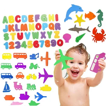 

Alphanumeric Letter Puzzle Bath Toys Soft EVA Kids Baby Bathroom Water Toys Early Educational Suction Up Bathing Toy