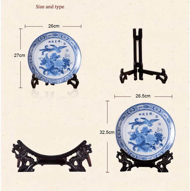 Китайская классическая античная фарфоровая синяя и белая фарфоровая Тарелка декоративная ваза для фруктов поддержка украшения дома тарелка