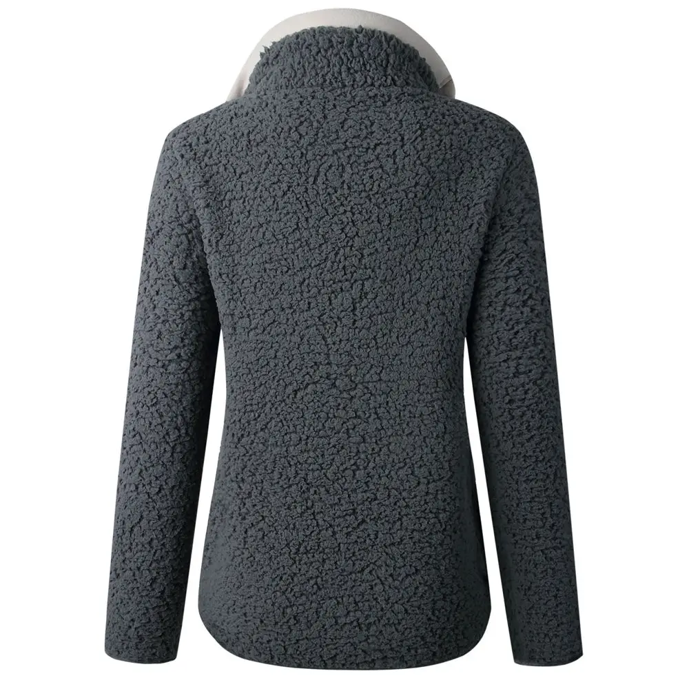 2018 женский зимний свитер тонкий флис молния водолазка пуловер Шерпа флис топы женские зимние теплые пальто свитера