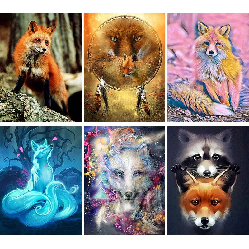 Full 5D Diamond Painting Fox Animal Of Rhinestones Embroidery Raccoon Needlework Mosaic Craft Handmade Gift K8 | Дом и сад