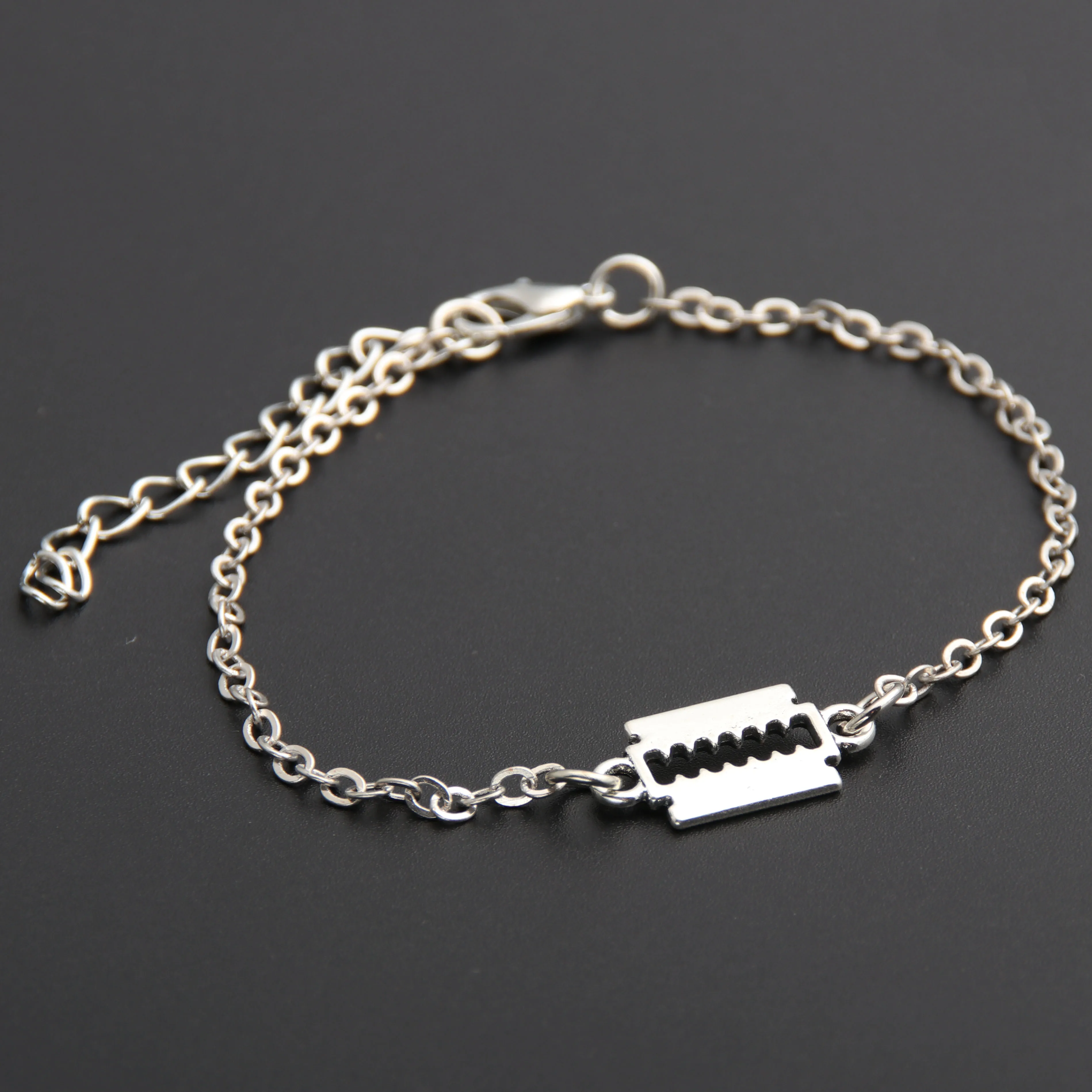 1 шт. бритвенные лезвия кулон браслет цепочка мужские ювелирные изделия Мужская бритва Форма хип хоп ювелирные изделия дропшиппинг E660