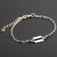 1 шт. бритвенные лезвия кулон браслет цепочка мужские ювелирные изделия Мужская бритва Форма хип хоп ювелирные изделия дропшиппинг E660