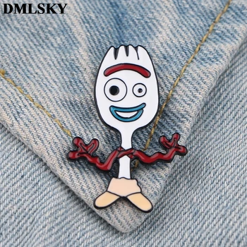 

20pcs/lot DMLSKY Cartoon Jewelry Pin Funny Forky Enamel Pins For Women Men Backpack Pins Personality Kids Pin Jewelry M3921