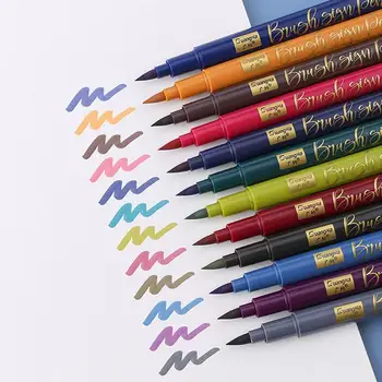 

12PCS Metallic Color Brush Marker Pen Set Soft Tip supplies Painting Design Lettering Album Art Drawing Calligraphy For Drawing