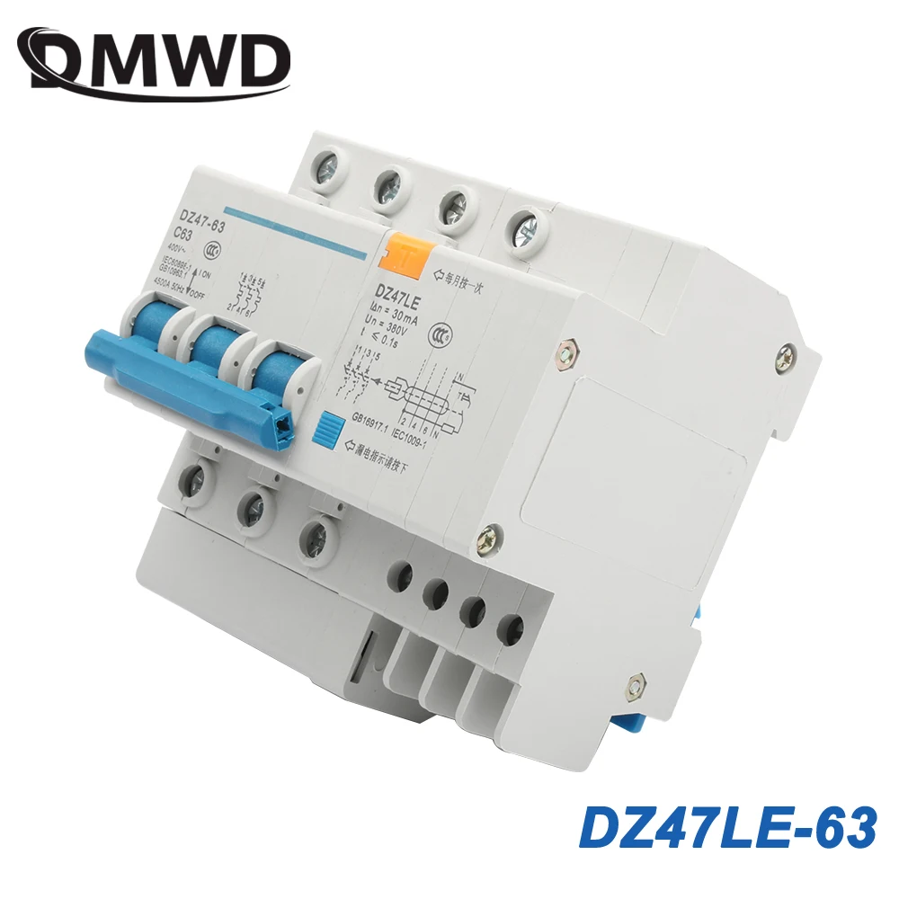 DZ47LE-63 3P 6A 10A 16A 20A 25A 400V 50/60HZ 32A 40A 63A автоматический выключатель остаточного тока