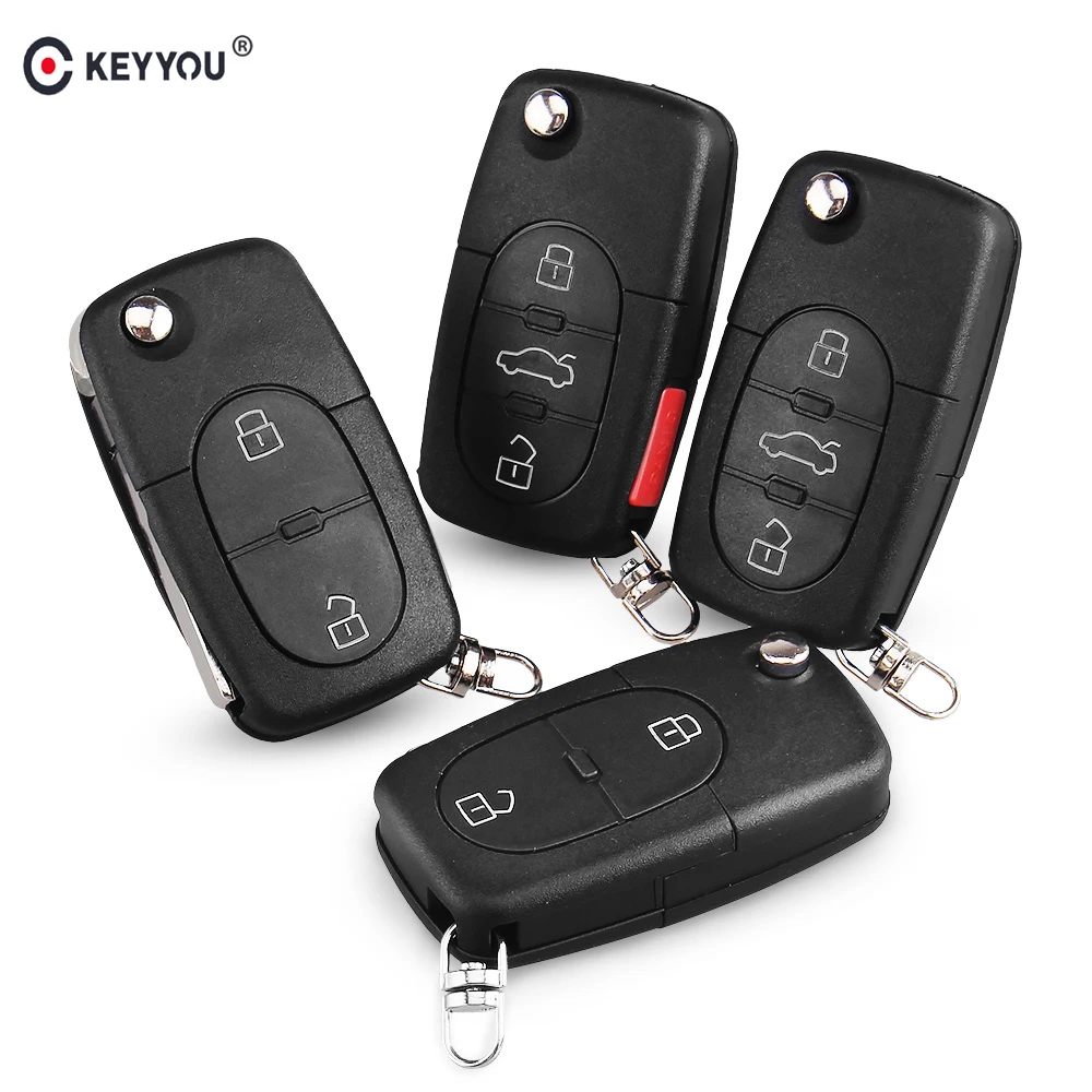 KEYYOU Flip Fob Car Remote Key Shell Case for VW Volkswagen Passat Jetta Golf Beetle 2/3/4 Buttons Fit CR1616 | Автомобили и