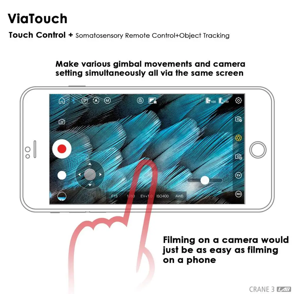 Zhiyun Crane 3 LAB осевой беспроводной FHD трансмиссионный стабилизатор для камеры ViaTouch