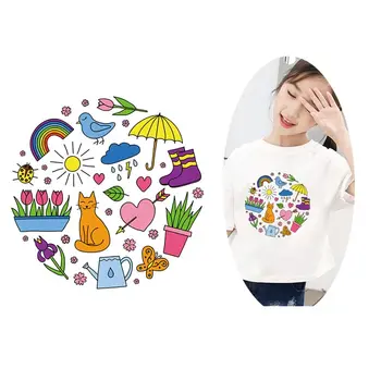

Nicediy Heat Transfer Animal Rainbow Child Iron On Transfer For Clothing Diy Thermo Sticker On Clothes Kids Cute Cartoon Patches