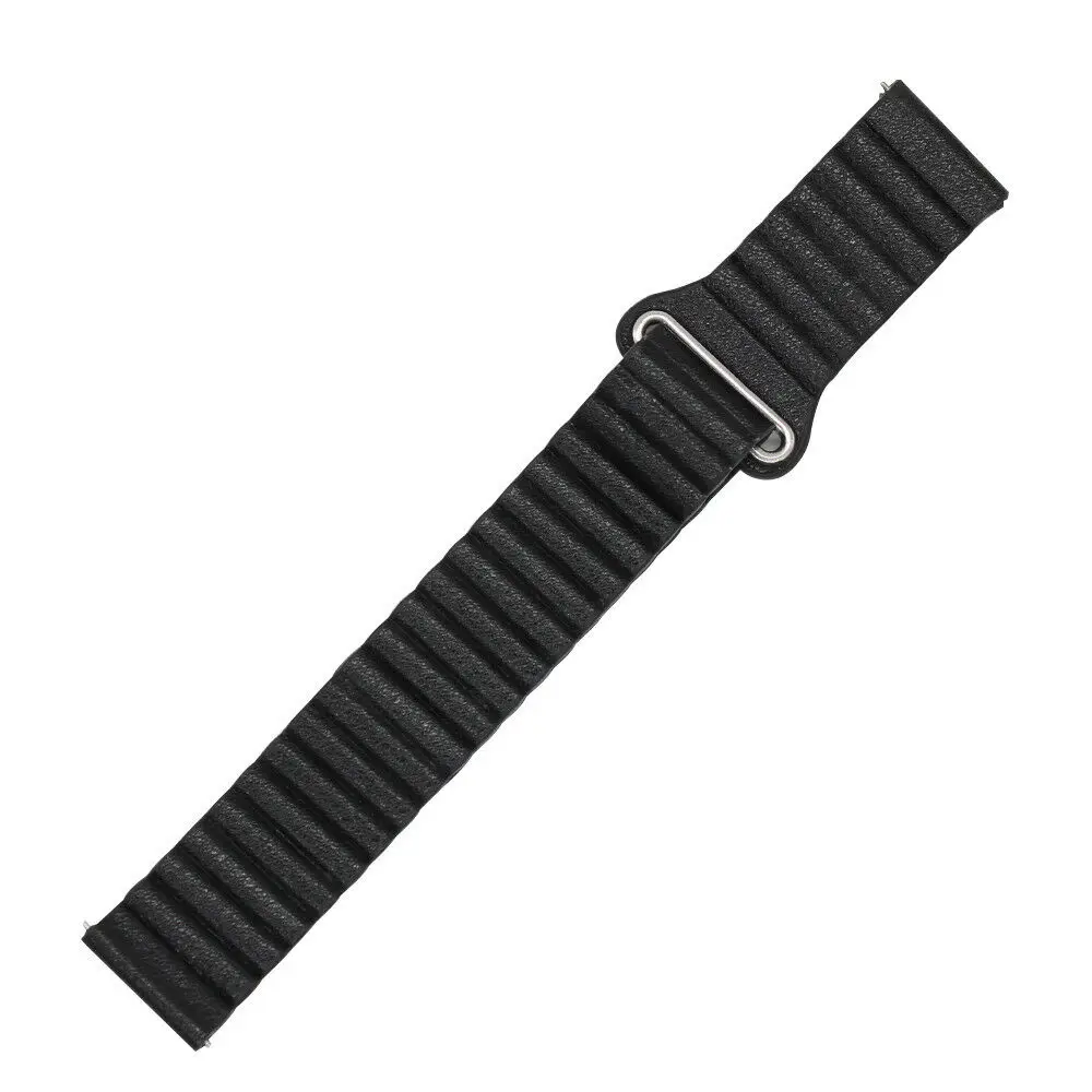 22 мм петля ремешок для часов Магнитная натуральная кожа для Pebble Time steel - Цвет ремешка: Black