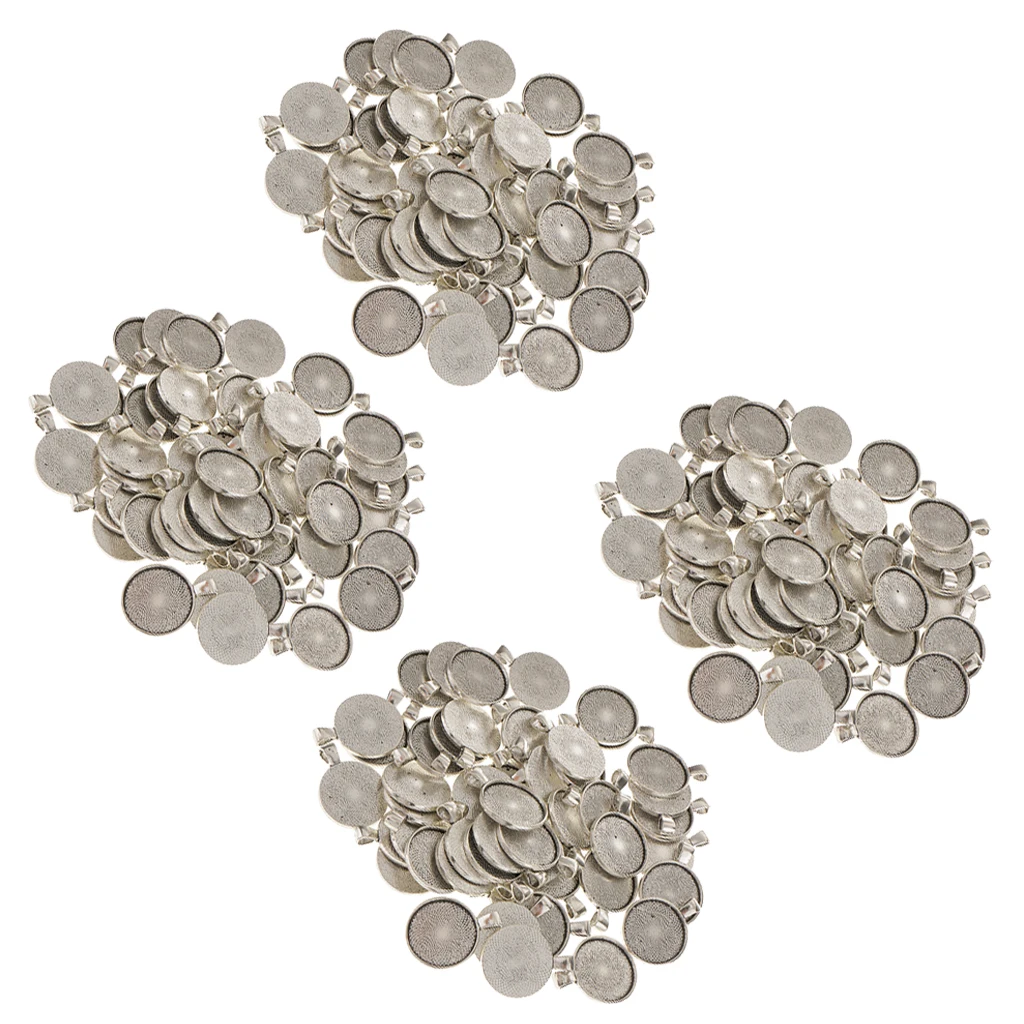 200pcs 25mm Round Pendant Blanks Cameo Bezel Settings Photo Jewelry for DIY Jewelry Making