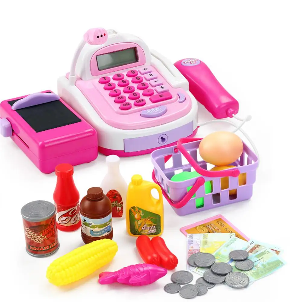 

Baby Supermarket Cash Register Toy Set Simulation Cash Register Simulation Credit Card Scanning Child Play House Baby Toys