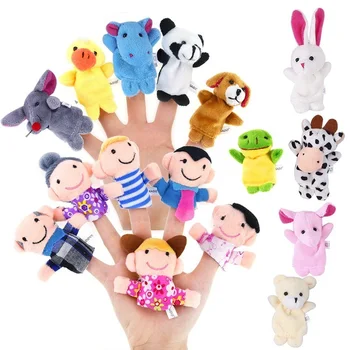 

10 PCS Cute Cartoon Biological Animal Finger Puppet Plush Toys Child Baby Favor Dolls Tell Story Props Boys Girls Finger Puppets