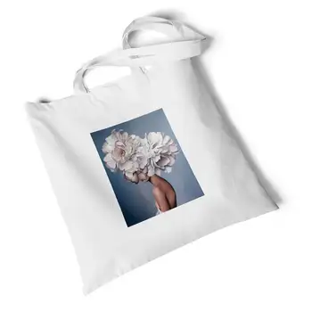 

Fashion Character Printed White Canvas Bag Storage Foldable Large Travel Bag Shoulder Bag Reusable Original Handbag