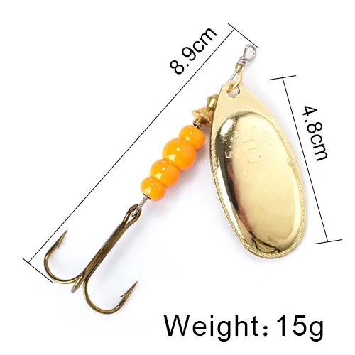 FISH KING Spinner Bait 3.9g 4.6g 7.4g 10.8g 15g Spoon Lures pike Metal With Treble Hooks Arttificial Bass Bait Fishing Lure as photo