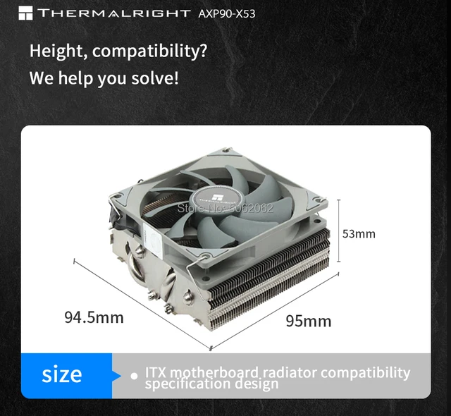 Thermalright AXP-90R Refroidisseur de processeur à profil bas avec 4  caloducs, hauteur de 47 mm, ventilateur PWM de 90 mm, refroidisseur de  processeur AMD AM4 