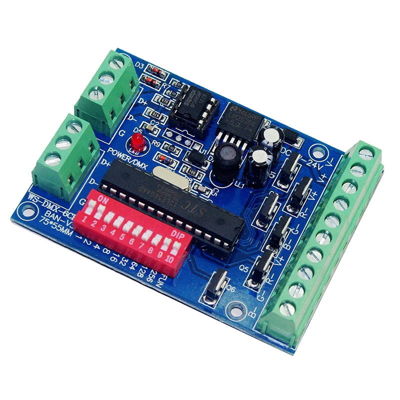 6CH DMX512 декодер 6 канала RGB led контроллер DC5V-24V * 4A 24A max DMX диммер CMOS слива-открытый