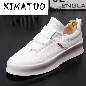 

Stephoes Men Fashion Casual White Shoes Spring Autumn Leather Thick Bottom Breathable Leisure Shoes Male Comfortable Loafers