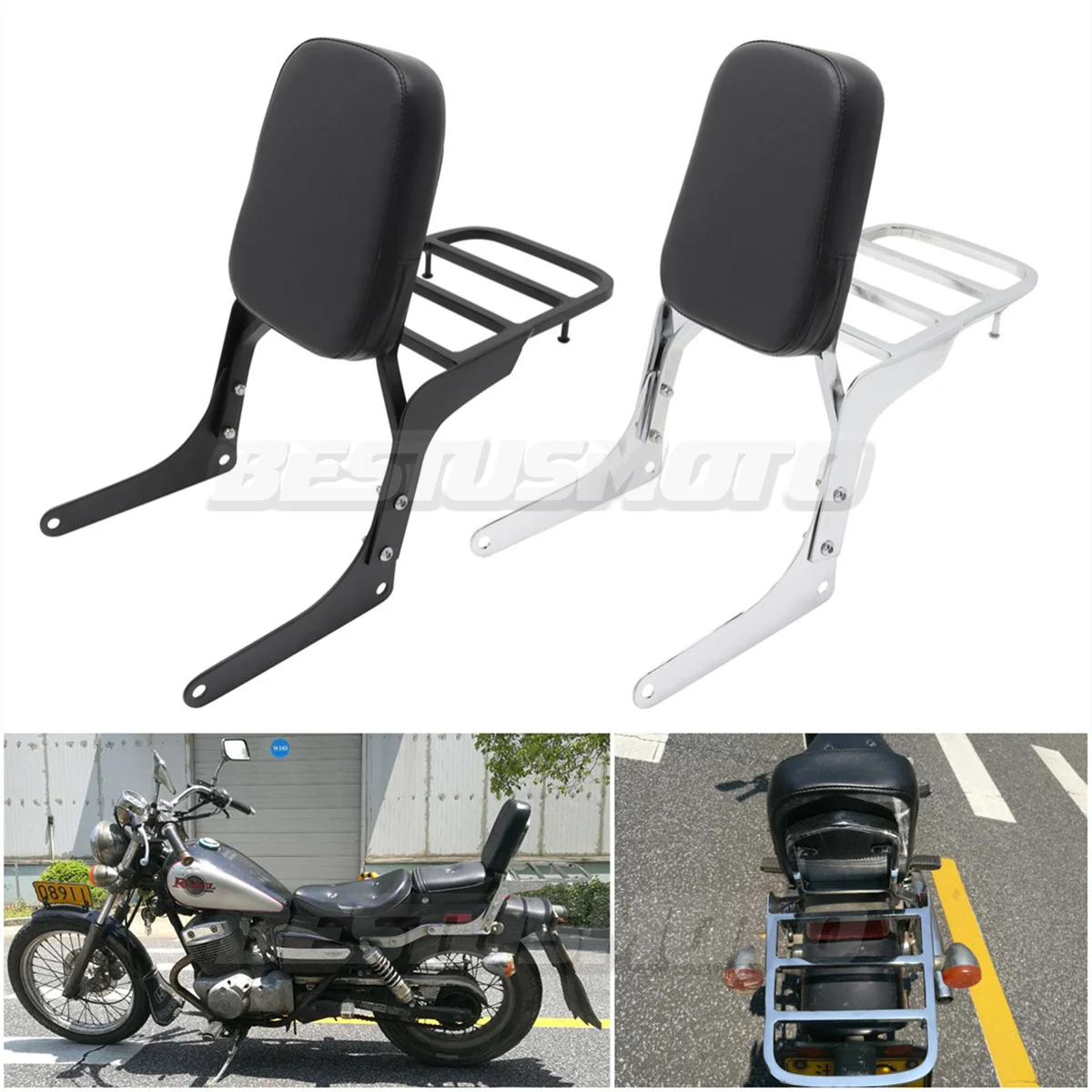 

Motorcycle Detachable Rear Passenger Backrest Sissy Bar Luggage Rack For Honda Rebel 250 CMX250 CMX250C CA250 All Year