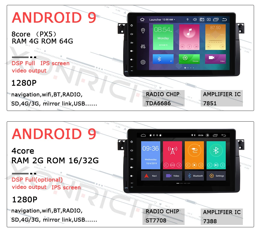 Clearance IPS DSP 8 Core 4+64GB 1 Din Android 9 Car Radio Multimedia For BMW E46 M3 318/320/325/330/335 Rover 75Coupe NavigationGPS Stereo 3