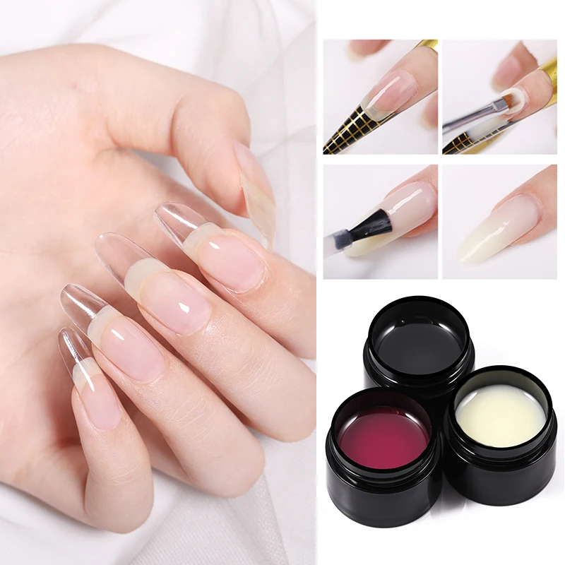 LEMOOC Crystal Extend UV Nail Poly Building Finger Extension Nail Art Gel Lacquer Pink White Clear