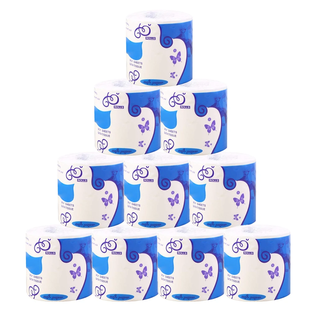 10 Rolls Toilet Paper Super Soft Clean Feel Toilet Paper Household Three-Layer Paper Towel Replacement 