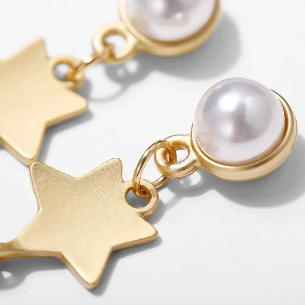 Длинные серьги с жемчугом FIMAODZ модные в форме сердца подвеска золотого цвета