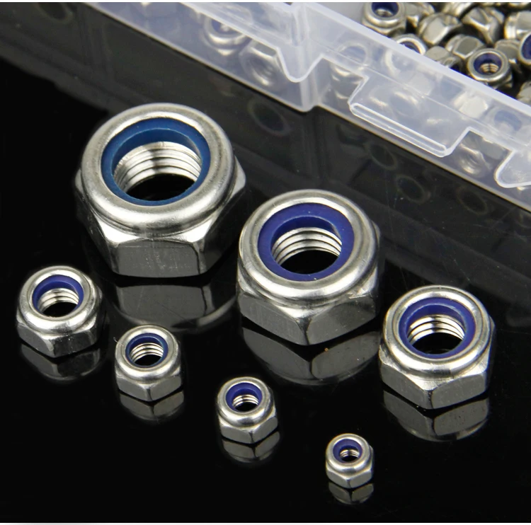 

180 Pcs/set M3 M4 M5 M6 M8 304 Stainless Steel Hexagon Nylon Lock Nuts Set Screws Hex Socket Furniture Bolts Kit