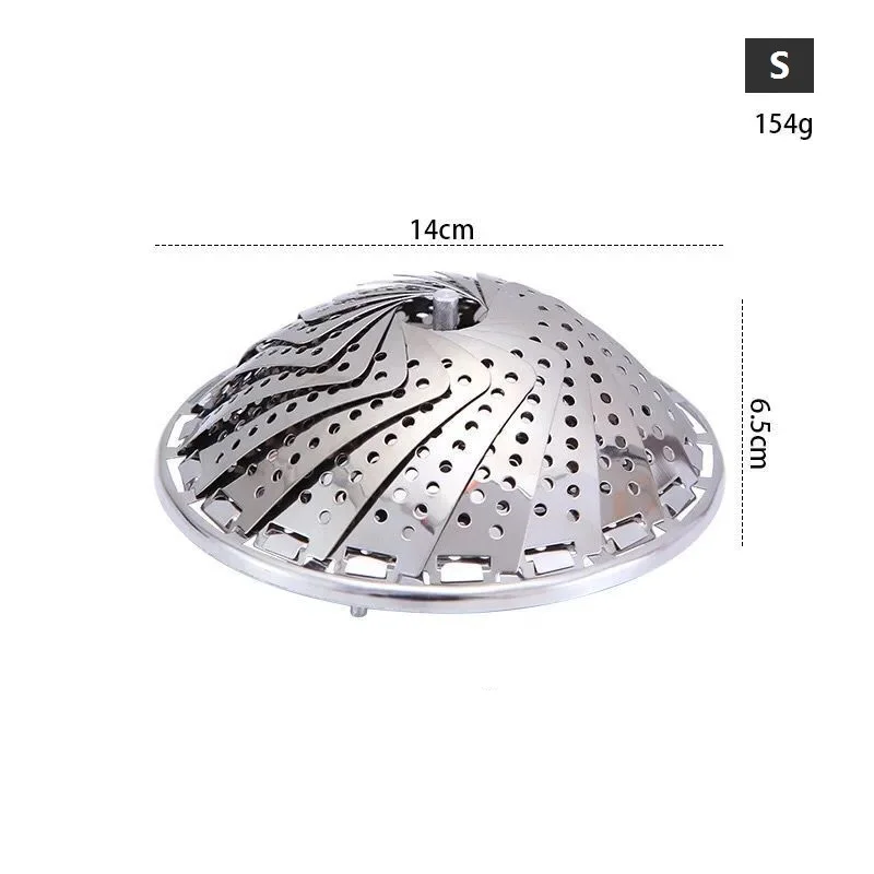 Stainless Steel Cooking Steamer Stand Rack Fruit Bowl Drain Basket Food Heater Cooker Kitchen Utensils Pan Pot Wok Accessories - Цвет: S