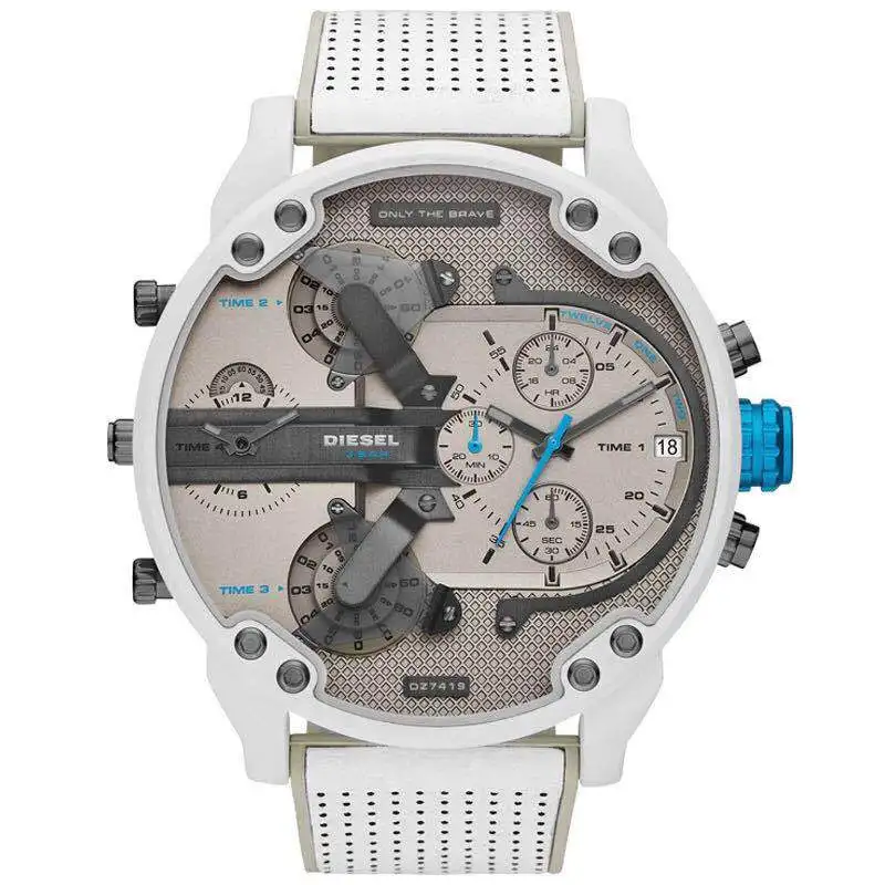 Goede Factory Direct Selling DZ Horloge Mannen Grote Wijzerplaat Dubbele Inserts Rode Horloge Wit Horloge Stalen Band Quartz Horloge